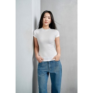 THEKIM Áo thun tăm ngắn tay cổ tròn , áo thun tăm trơn cộc tay A166 dáng thường