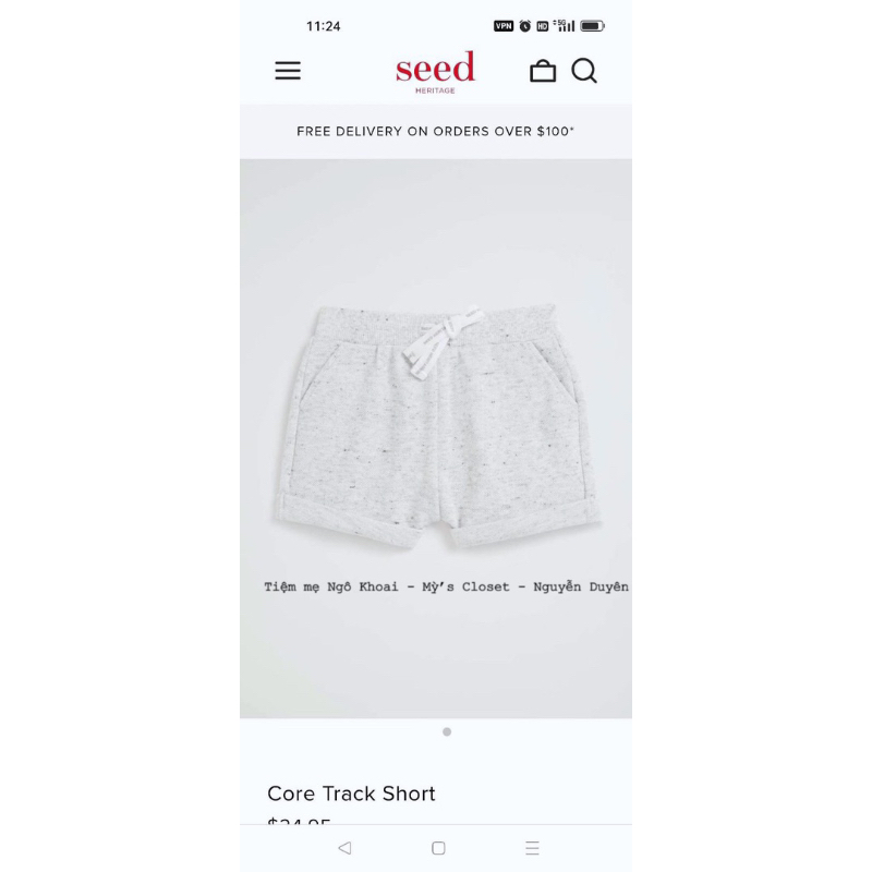 [MD93]  SEED Quần ngắn chất liệu cotton da cá mềm mát, thoáng khí cho bé
