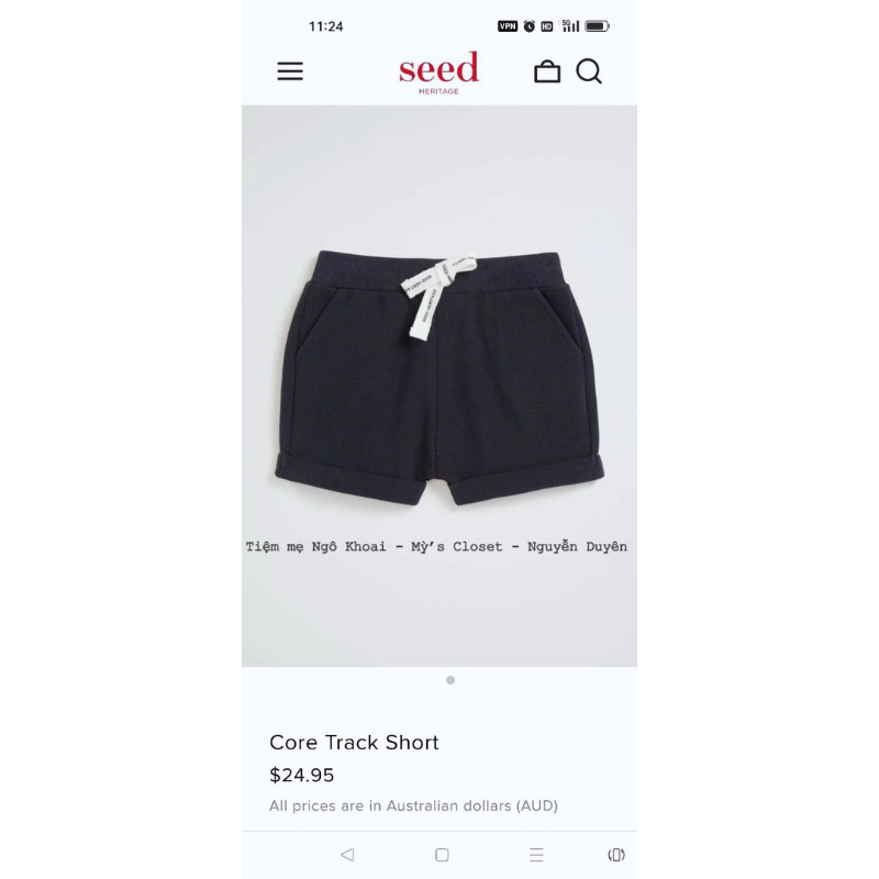 [MD93]  SEED Quần ngắn chất liệu cotton da cá mềm mát, thoáng khí cho bé
