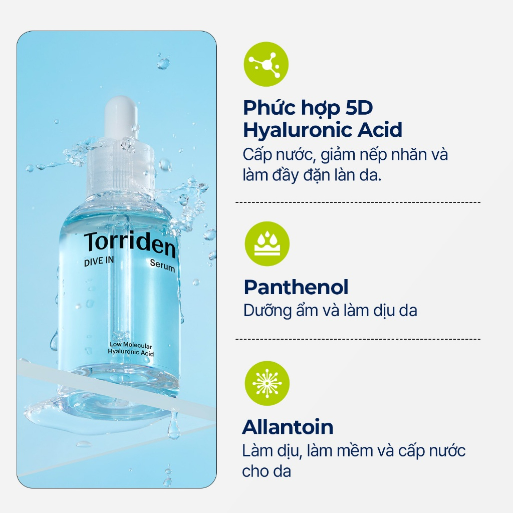Serum Torriden Dive In Serum giúp cấp ẩm cho da Low Molecular Hyaluronic Acid Chai 50ml - KANG.FACIAL