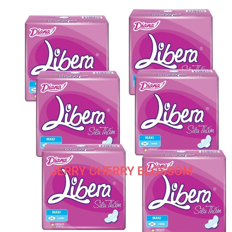 Lốc 6 gói Diana siêu thấm Libera  dày/mỏng tùy chọn