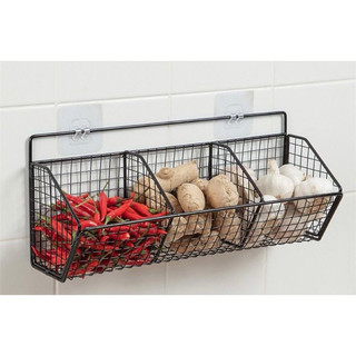 Kệ Đựng Hành Tỏi Gắn Tường Bằng Thép Sơn Tĩnh Điện - Tiện Lợi Cho Nhà Bếp, Tặng Kèm Miếng Dán