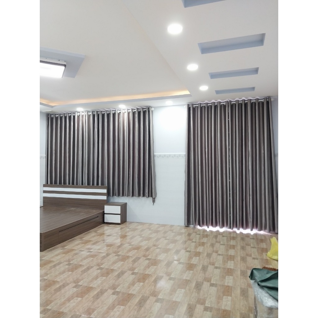 Rèm khoen màu xám nhạt, chống nắng cản sáng, cửa sổ, cửa chính, vách ngắn, gách lửng, chống nắng 90%