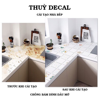 Giấy Decal dán bếp, dán tường, dán bàn tủ khổ rộng 60cm chống dầu mỡ chịu nhiệt độ cao, tráng nhôm QD025