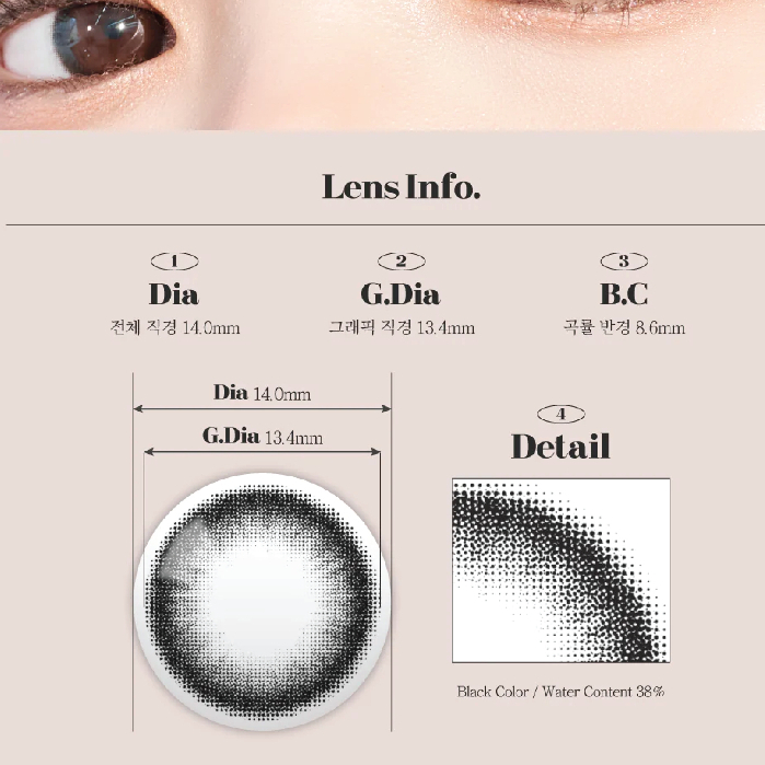 Ảnh Lens Mắt Đen 1 Ngày Ann365 Màu Đen Mắt Mèo Makeup Douyin Từ 0 – 8 Độ Loại Dùng 1 Lần 1