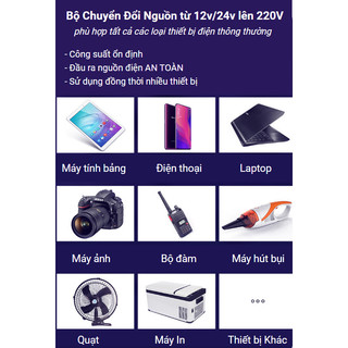 NEW 2024- Bộ Chuyển Đổi Nguồn Xe Hơi 1500W Bộ Chuyển Đổi USB 4 Cổng DC 12V/24V Sang 220V Cho ô tô