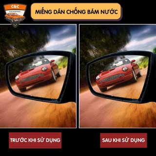 Miếng dán gương ô tô chống bám nước, sương mù. Tấm dán nano cho kính chiếu hậu xe hơi chống sương