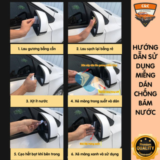Miếng dán gương ô tô chống bám nước, sương mù. Tấm dán nano cho kính chiếu hậu xe hơi chống sương