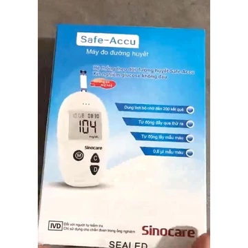 Máy Đo đường huyết Safe- Accu Sinocare ( Chính Hãng) Mua 1 máy tặng 50 kim, 50 que thử