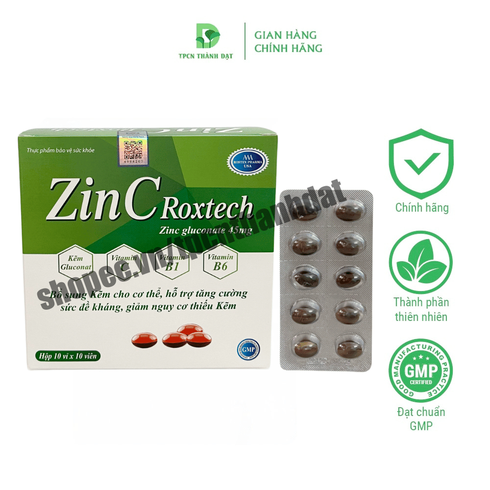 Viên uống bổ sung Kẽm ZinC Roxtech giúp tăng đề kháng (Giao màu ngẫu ...