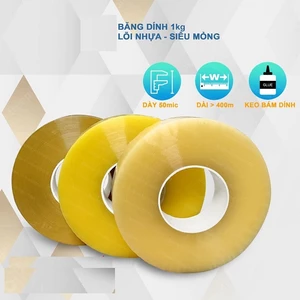 Băng dính 1 kg đóng hàng trong suốt nhiều màu siêu dính lõi mỏng 3mm