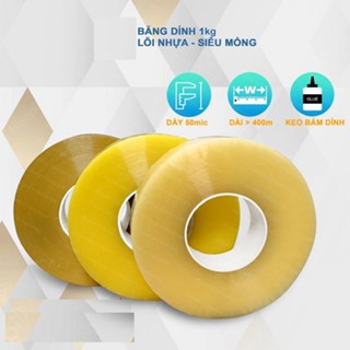 Băng dính 1 kg đóng hàng trong suốt nhiều màu siêu dính lõi mỏng 3mm