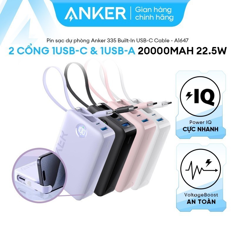 Pin Sạc Dự Phòng ANKER 335 20000mAh 22.5W- A1647 F/ Pin Sạc Dự Phòng ...