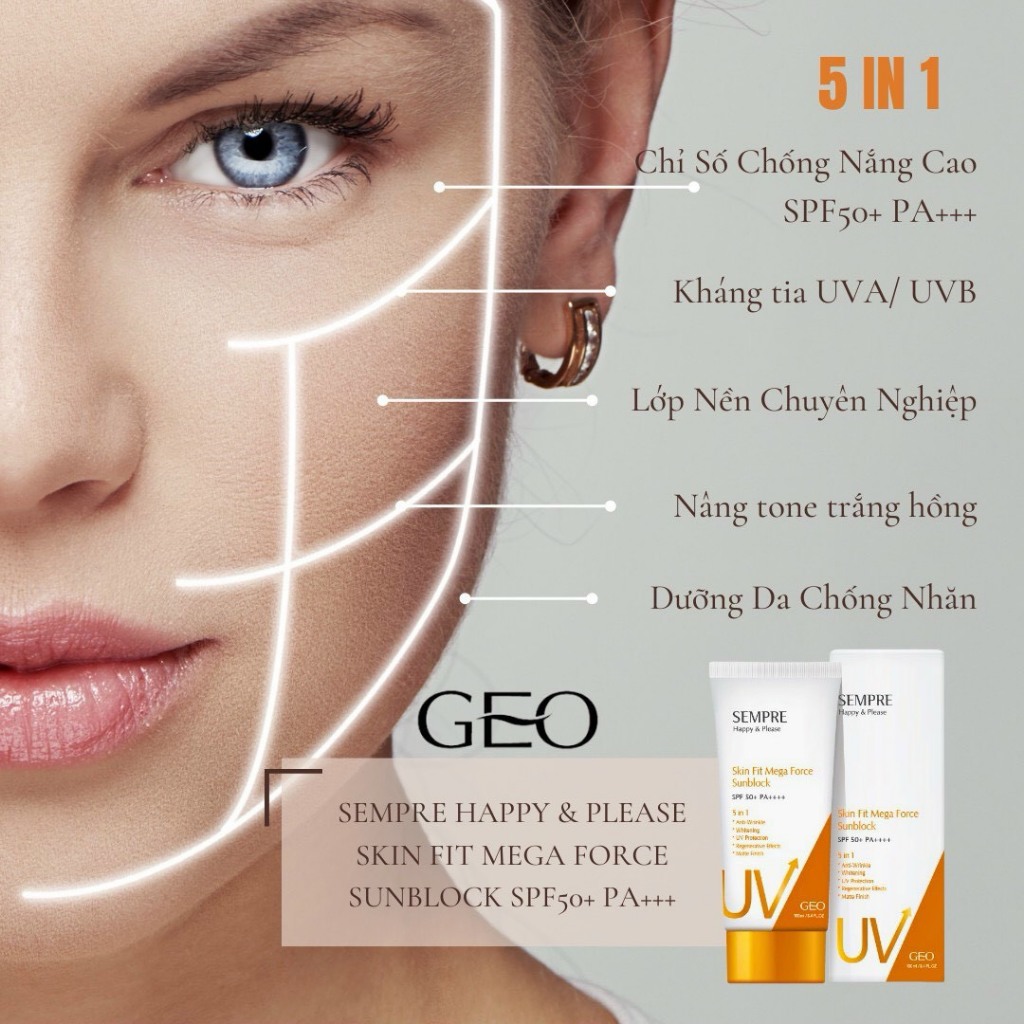Ảnh KEM CHỐNG NẮNG THUẦN VẬT LÝ SEMPRE HAPPY& PLEASE 100ml (mẫu mới 2024,có màu nâng tone mỏng nhẹ)) 1