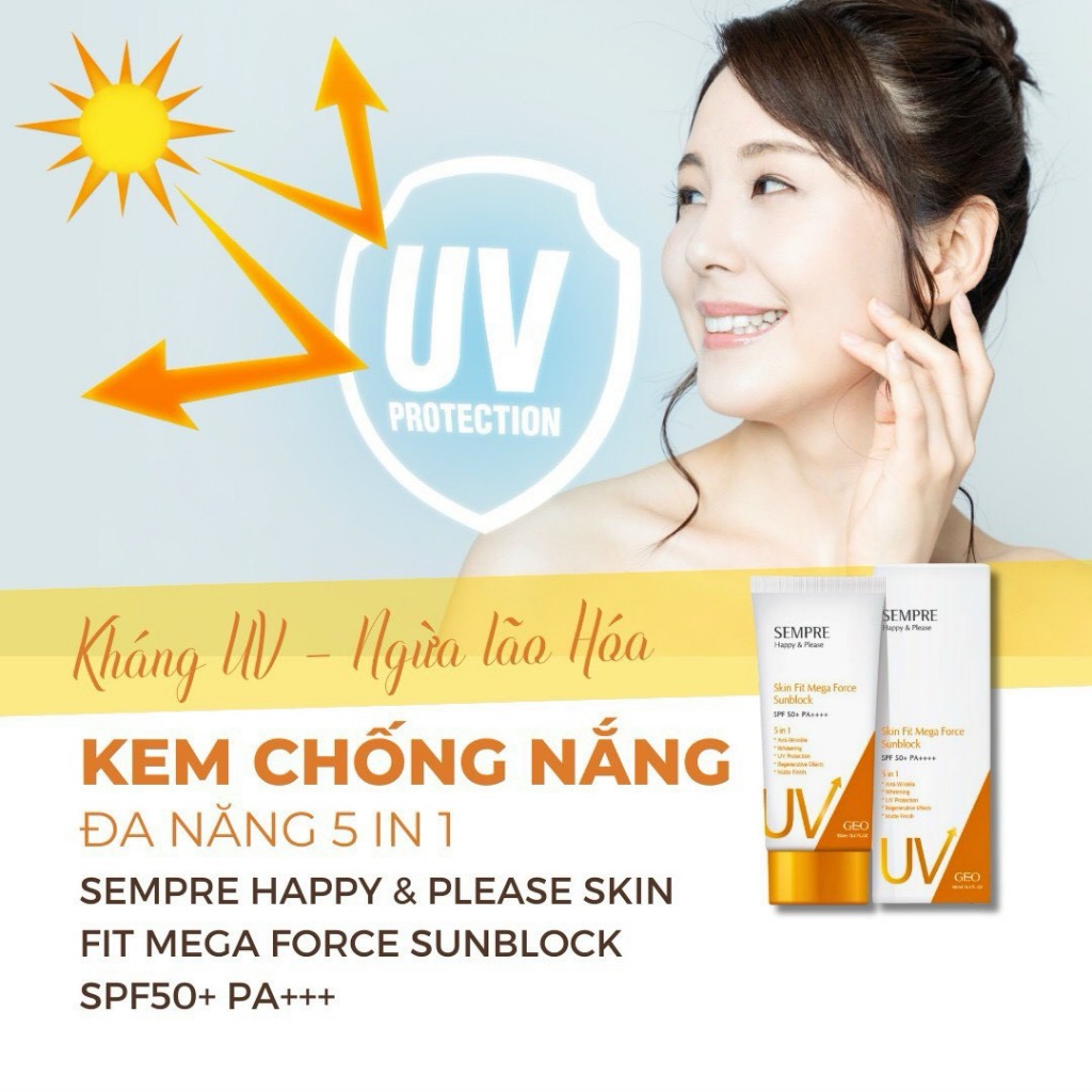 Ảnh KEM CHỐNG NẮNG THUẦN VẬT LÝ SEMPRE HAPPY& PLEASE 100ml (mẫu mới 2024,có màu nâng tone mỏng nhẹ)) 3