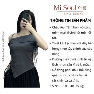 Áo Thun Dây Vai BigSize Rút Dây Bên Hông MiSoul, Áo Thun Cổ Thuyền Vạt Chéo Rút Dây BigSize 207