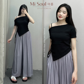 Áo Thun Dây Vai BigSize Rút Dây Bên Hông MiSoul, Áo Thun Cổ Thuyền Vạt Chéo Rút Dây BigSize 207