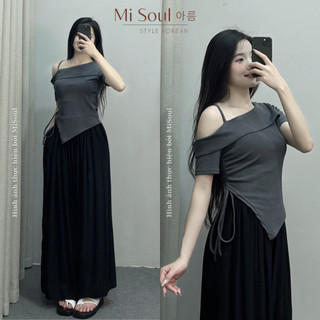 Áo Thun Dây Vai BigSize Rút Dây Bên Hông MiSoul, Áo Thun Cổ Thuyền Vạt Chéo Rút Dây BigSize 207