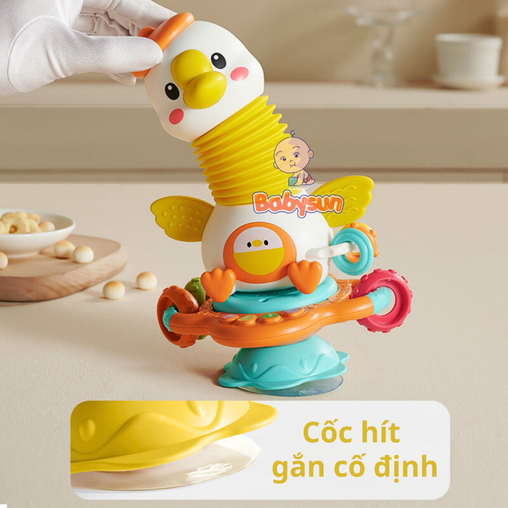 Đồ Chơi Vịt Montessori Cho Bé Sơ Sinh Để Bàn Ăn Cho Bé Ăn Ngoan Có Nhạc Phát Triển Giác Quan Cho Bé - PUPU HOUSE
