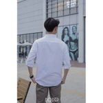 DODEP Áo sơmi nam cotton linen tay dài Trắng, Đen — ảnh 8