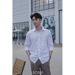 DODEP Áo sơmi nam cotton linen tay dài Trắng, Đen — ảnh 6