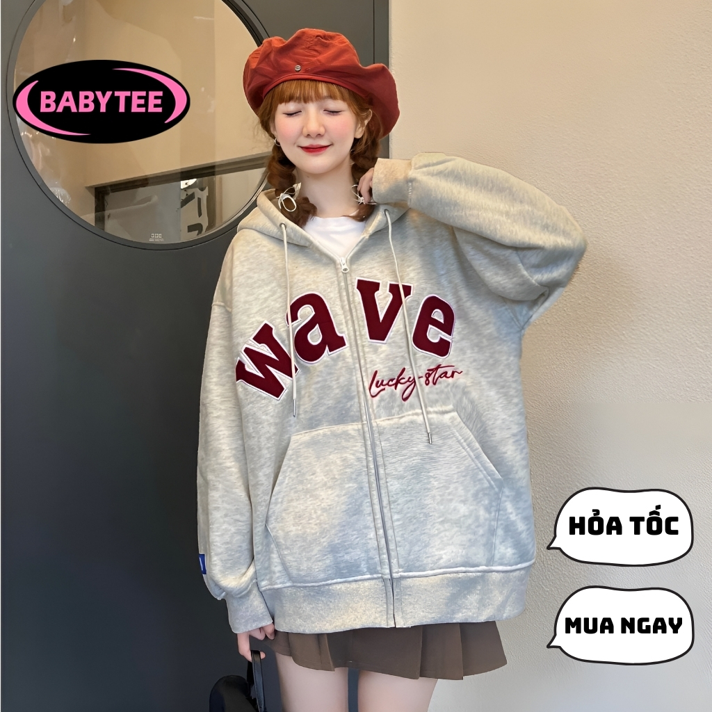 Ao Khoac WAVE Lucky Star Mau Xam Theu Ch Ch t N Bong Day D n Ao Hoodie Zip Unisex Nam N Form R ng Shopee Vi t Nam