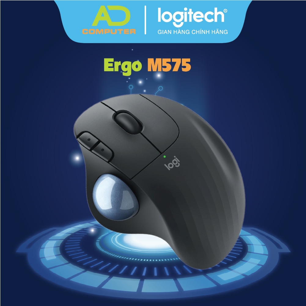 Chuột không dây Công Thái Học Logitech Ergo M575 - Bluetooth, USB USB 2 ...