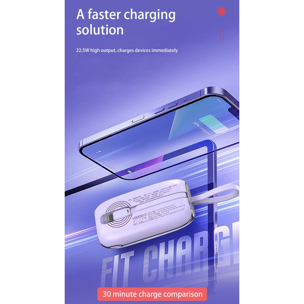 Ảnh Sạc dự phòng Yoobao LK11 10000mAh 22,5W | Màn hình LED | Tích hợp cáp sạc Type C & Lightning | Bảo hành 12 tháng 3