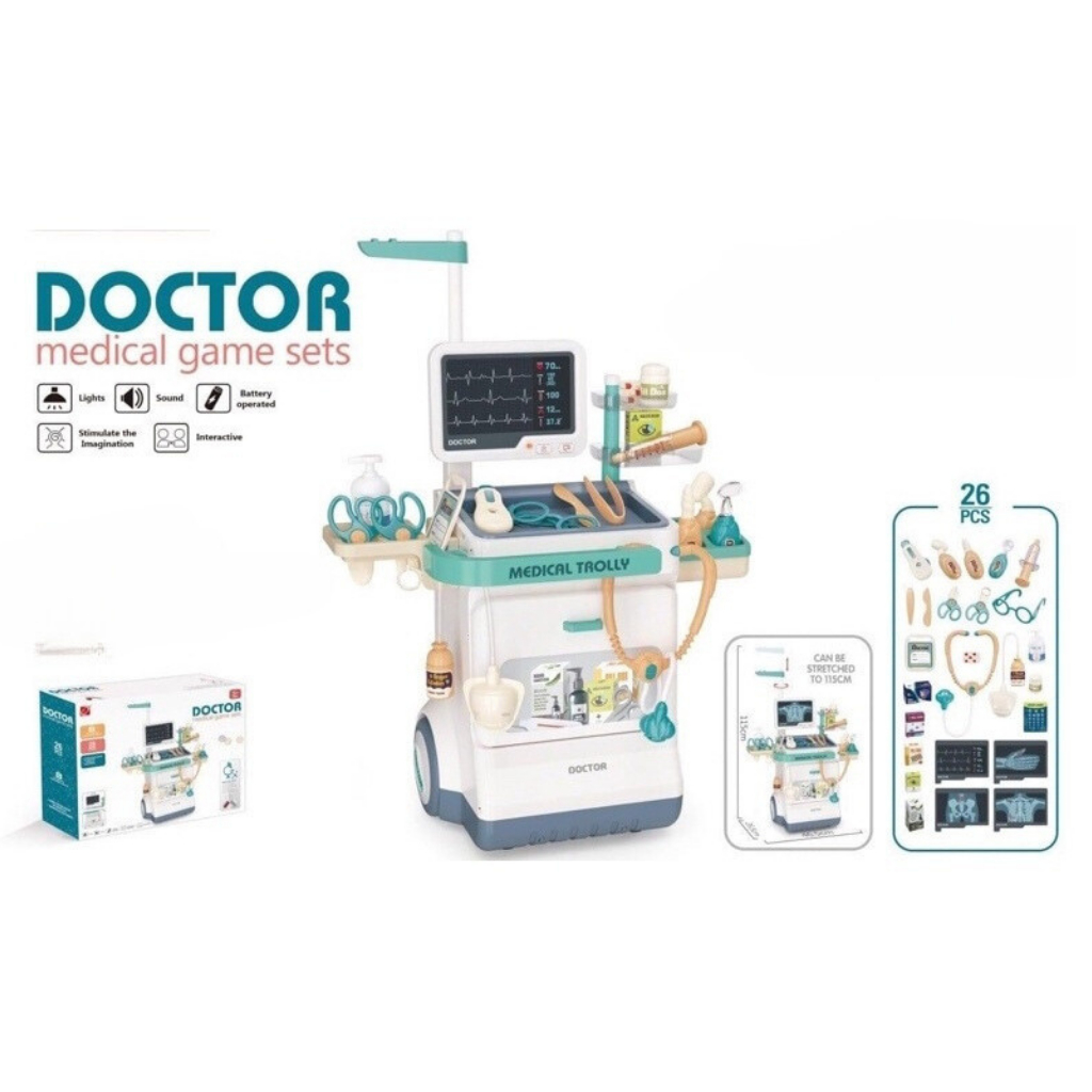 Đồ chơi đóng vai bác sĩ đồ chơi xe đẩy bác sĩ cỡ lớn khám bệnh đồ chơi bác sĩ phiên bản cao cấp cho bé - PUPU HOUSE