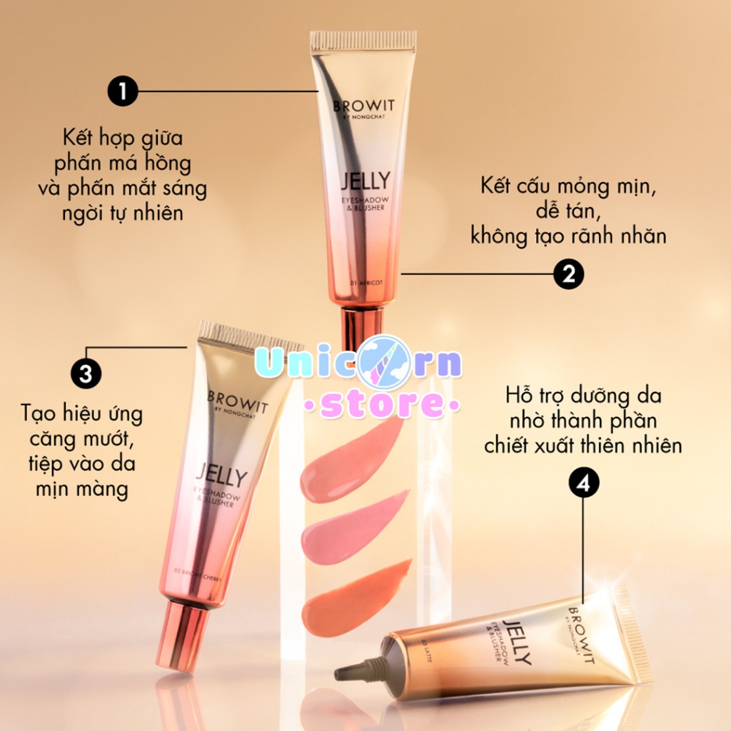 Kem Má Hồng Và Phấn Mắt Browit By NongChat Jelly Eyeshadow & Blusher 10g