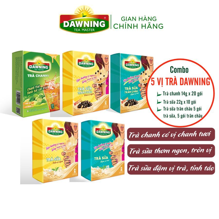 Ảnh Combo 5 vị Trà Dawning- Trà chanh, Trà sữa trân châu Tròn vị ngon & Đậm vị trà 1