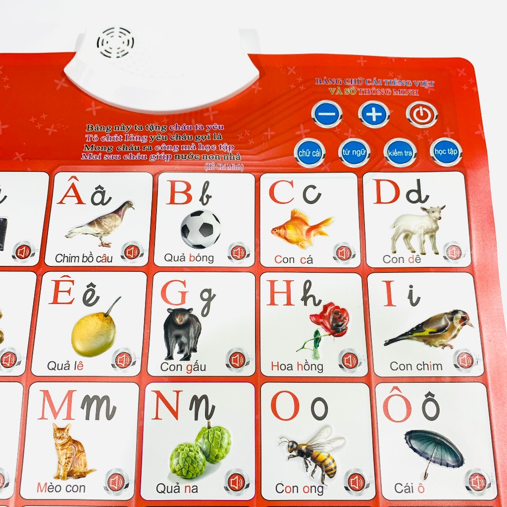 Bảng chữ cái và chữ số tiếng Việt điện tử nói treo tường cho bé