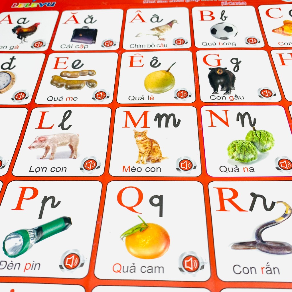 Bảng chữ cái và chữ số tiếng Việt điện tử nói treo tường cho bé