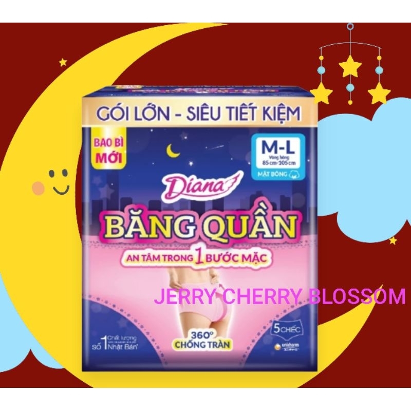 1 gói Băng vệ sinh dạng quần Diana Beauty hip/Kotex 5 chiếc chống tràn 360 độ size ML, XL( hàng tặng hoặc ko tùy chọn)