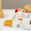 Mô hình mèo trắng đào vàng trang trí bàn học, bàn làm việc, tủ sách, taplo ô tô