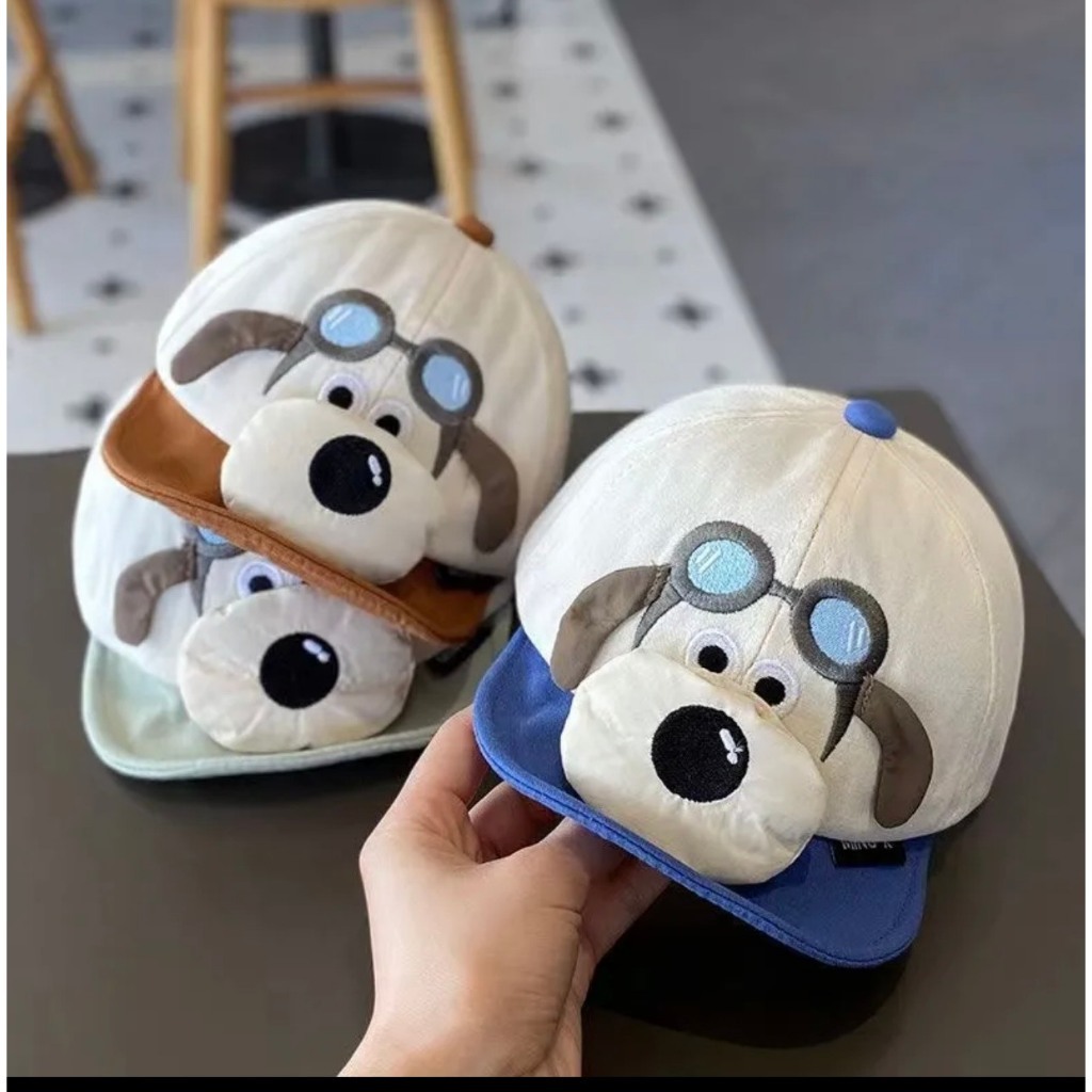 Mũ bóng chày viền mềm che nắng hình chú cún đeo kính cho bé trai bé gái 0-2 tuổi mesocshop