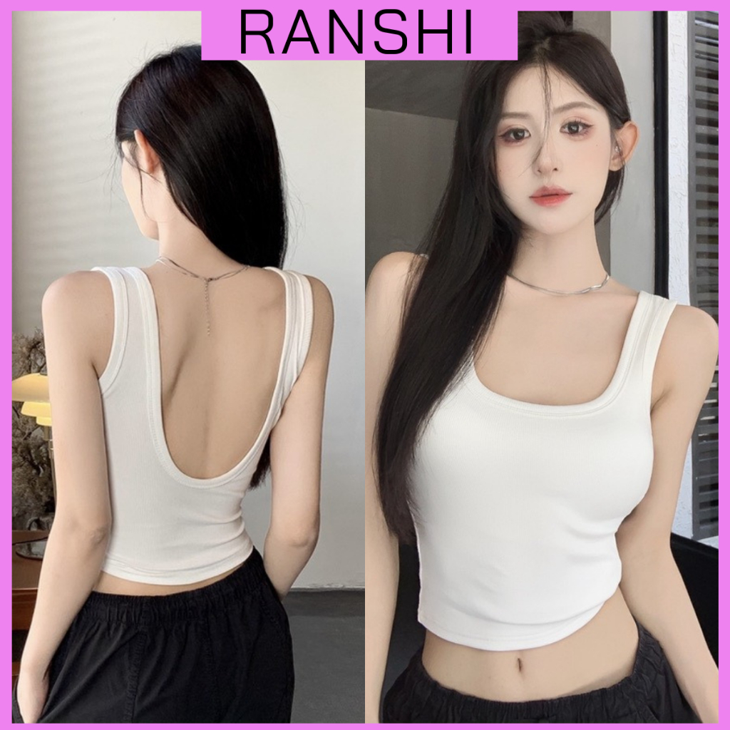 (CÓ SIZE) Áo Ba Lỗ Croptop RANSHI SẴN MÚT NGỰC Thiết Kế Hở Lưng Sexy Chất Thun Tăm Lạnh - RA220