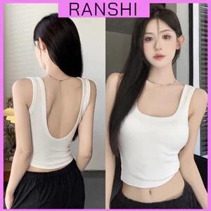 Áo Ba Lỗ Croptop RANSHI SẴN MÚT NGỰC Thiết Kế Hở Lưng Sexy Chất Thun Tăm Lạnh - RA220