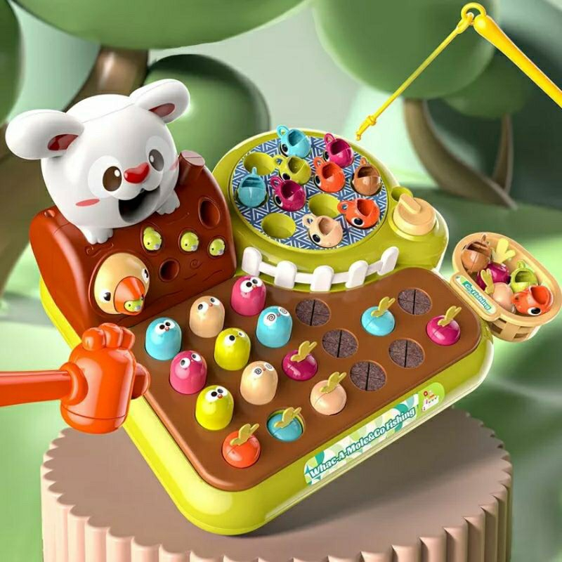 Đồ Chơi Nông Trại Vui Vẻ 4in1 Tích Hợp Câu Cá, Nhổ Cà Rốt Cho Thỏ Ăn Happy Funny Farm Có Cảm Ứng Nhạc Đèn-PUPU HOUSE