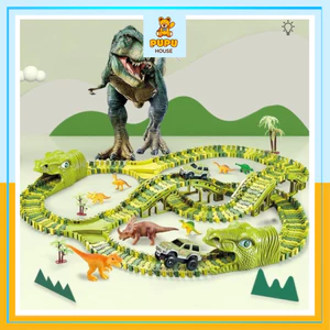 Bộ lắp ráp đường đua ô tô khủng long đường hầm đồ chơi lắp ghép đường ray khủng long cỡ lớn cho bé - PUPU HOUSE