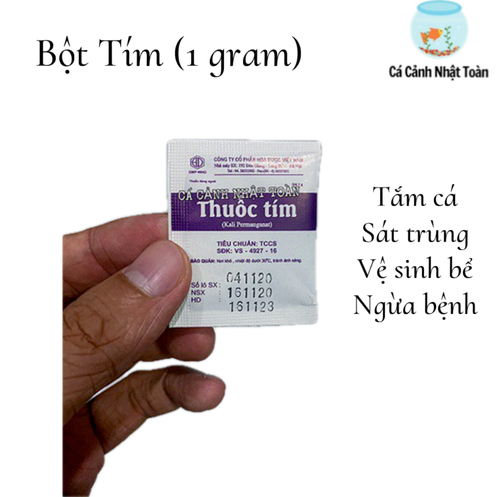 GÓI BỘT TÍM SÁT TRÙNG, TẮM CÁ GÓI 1GRAM