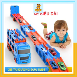 Ô tô đồ chơi xe tải 3 tầng biến hình thành đường đua xe dài 1.65m, xe đồ chơi đẹp cho bé - PUPU HOUSE