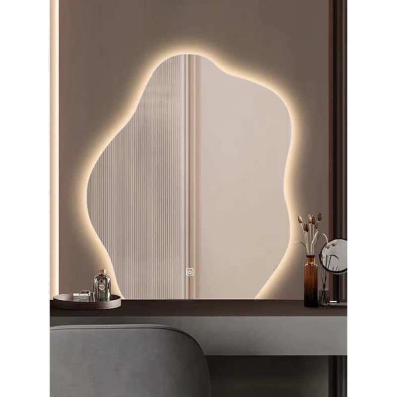 Gương Decor Đám Mây Để Bàn, Gương Led Cảm Ứng 3 Màu Cao Cấp Decor Bàn Trang Điểm.