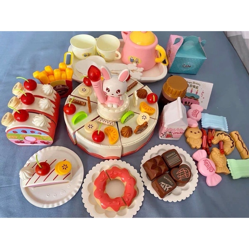 Đồ Chơi Bánh Sinh Nhật Cắt Bánh Sinh Nhật Loại Lớn 85 Chi Tiết Kèm Nhạc Đèn Cho Bé - PUPU HOUSE