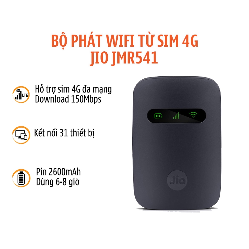 Bộ phát Wifi 4G HICO Jio JMR541 Made in Việt Nam, Pin 2600mAh – Tốc Độ ...