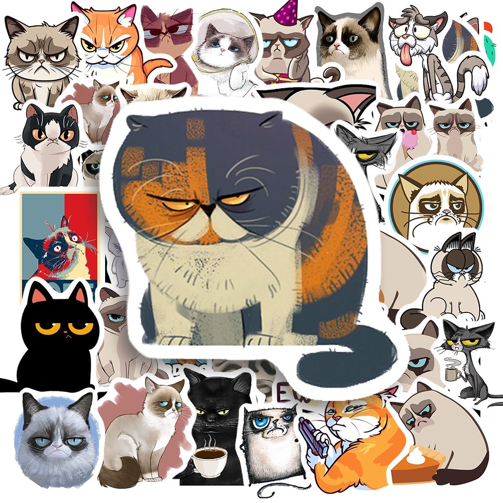 Set 50 Sticker Hình MÈO TỨC GIẬN – Decal Trang Trí Xe - Điện Thoại ...
