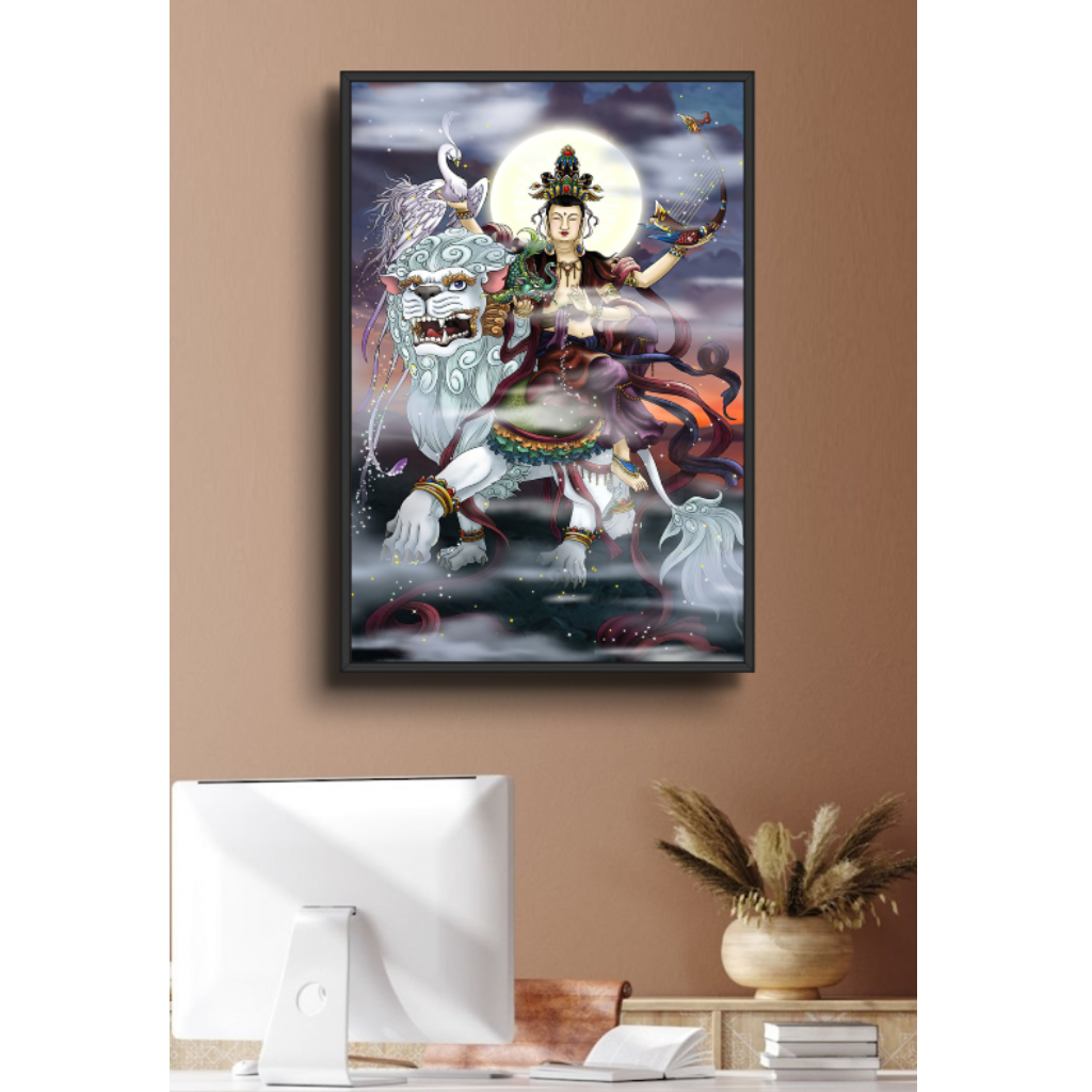 Tranh Tráng Gương Văn Thù Bồ Tát - Tranh Phòng Thờ Decor Phòng