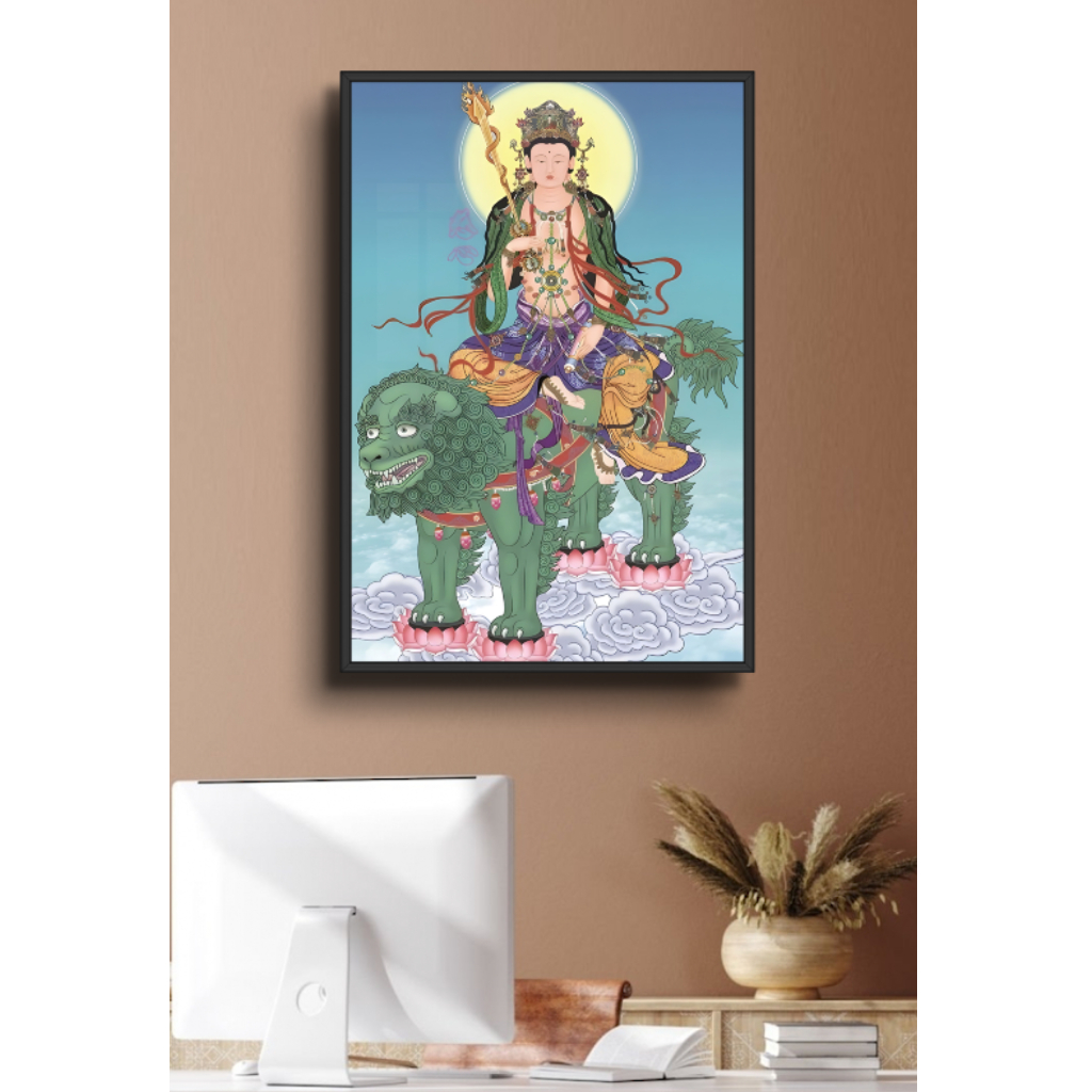Tranh Tráng Gương Văn Thù Bồ Tát - Tranh Phòng Thờ Decor Phòng