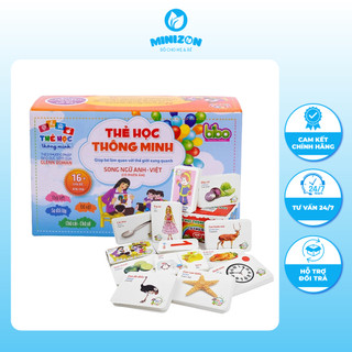 Bộ thẻ học thông minh 16 chủ đề 416 thẻ song ngữ Anh Việt cho bé