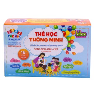 Bộ thẻ học thông minh 16 chủ đề 416 thẻ song ngữ Anh Việt cho bé